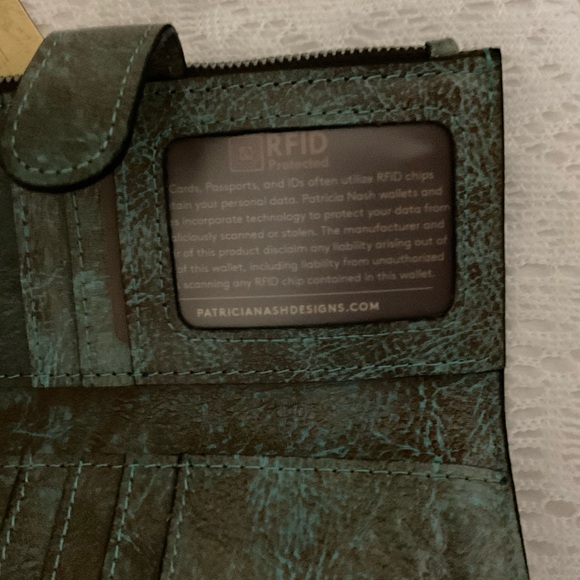 Patricia Nash Nazari, Light Turquoise Tooled Wallet, NWT - Picture 5 of 9